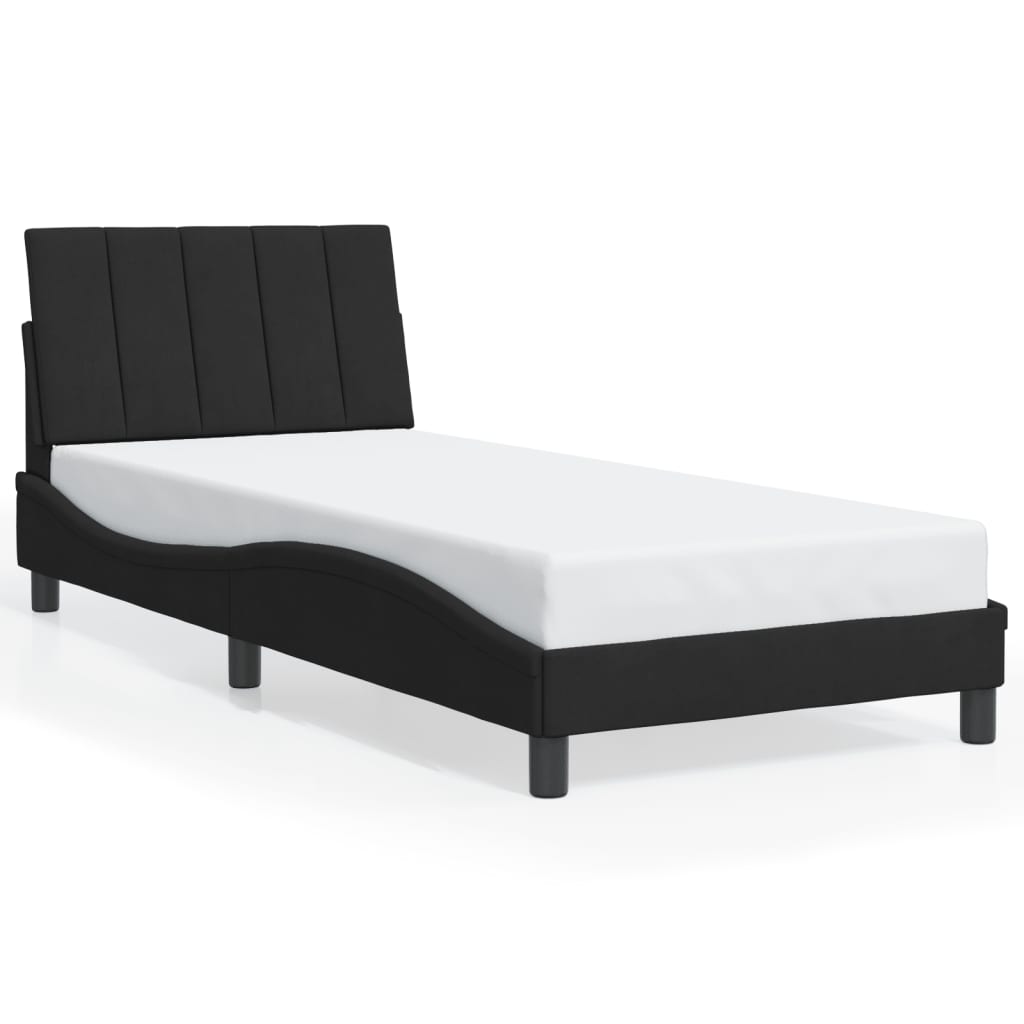 Bettgestell mit LED ohne Matratze "Hanko" Schwarz 90x190 cm Samt