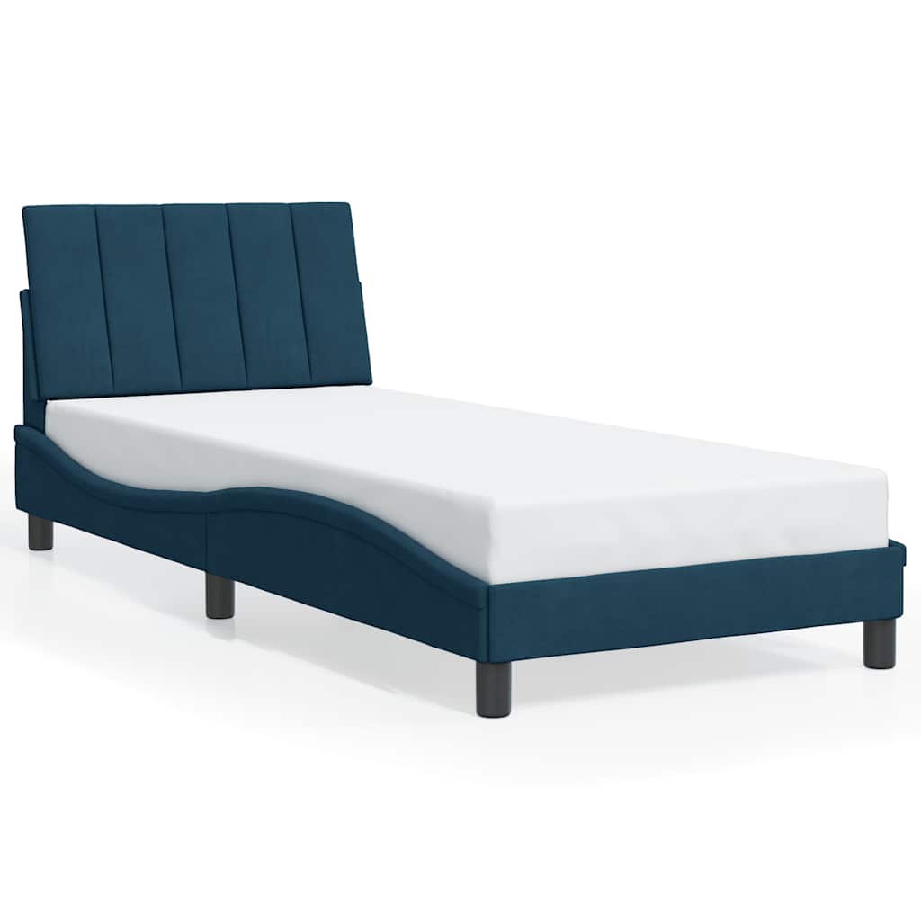 Bettgestell mit LED ohne Matratze "Hanko" Blau 90x190 cm Samt
