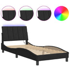 Bettgestell mit LED ohne Matratze "Hanko" Schwarz 90x200 cm Samt