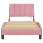 Bettgestell mit LED ohne Matratze "Hanko" Rosa 90x200 cm Samt