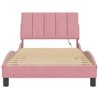 Bettgestell mit LED ohne Matratze "Hanko" Rosa 100x200 cm Samt