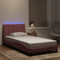Bettgestell mit LED ohne Matratze "Hanko" Rosa 100x200 cm Samt