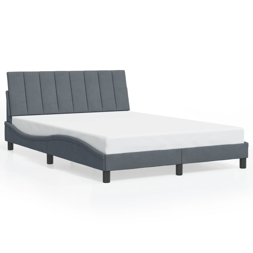 Bettgestell mit LED ohne Matratze "Hanko" Dunkelgrau 120x200 cm Samt