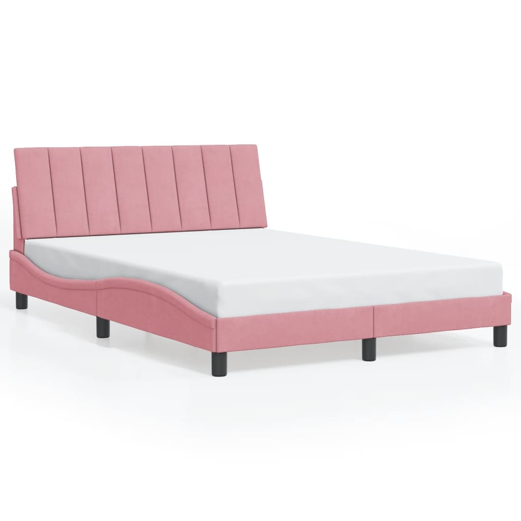 Bettgestell mit LED ohne Matratze "Hanko" Rosa 120x200 cm Samt