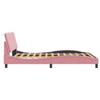 Bettgestell mit LED ohne Matratze "Hanko" Rosa 120x200 cm Samt