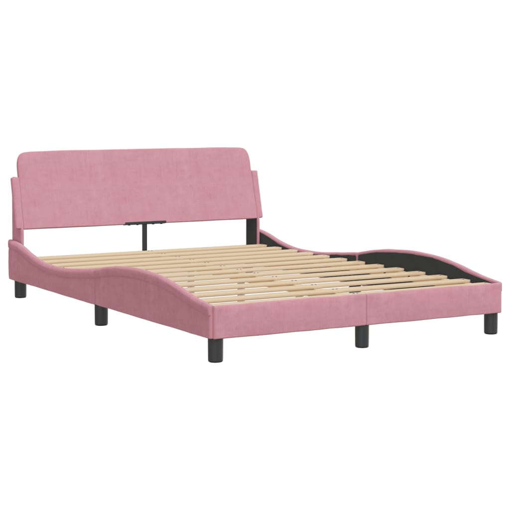 Bettgestell mit LED ohne Matratze "Hanko" Rosa 120x200 cm Samt