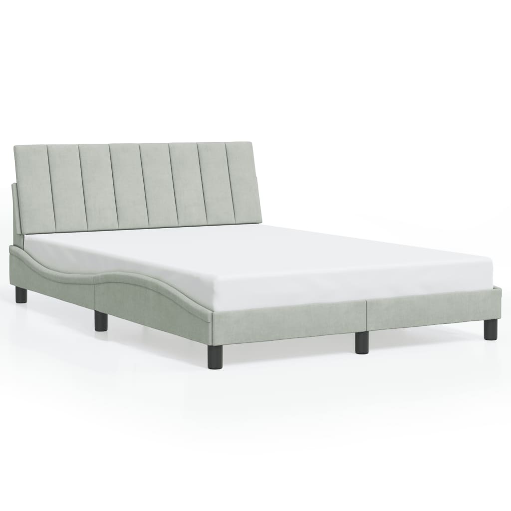 Bettgestell mit LED ohne Matratze "Hanko" Hellgrau 140x190 cm Samt