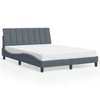 Bettgestell mit LED ohne Matratze "Hanko" Dunkelgrau 140x190 cm Samt