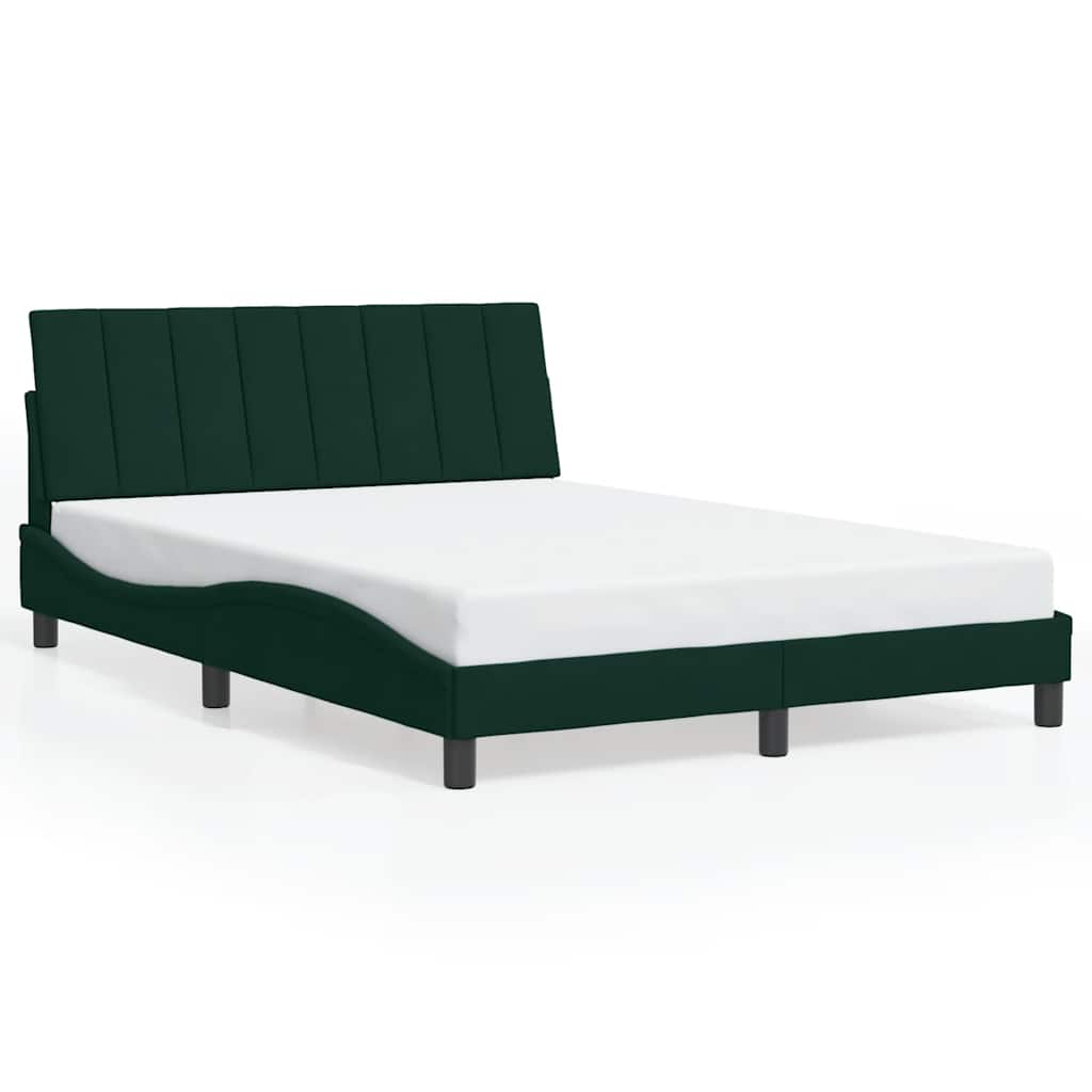 Bettgestell mit LED ohne Matratze "Hanko" Dunkelgrün 140x190 cm Samt