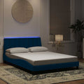 Bettgestell mit LED ohne Matratze "Hanko" Blau 140x190 cm Samt