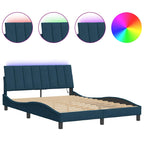 Bettgestell mit LED ohne Matratze "Hanko" Blau 140x200 cm Samt