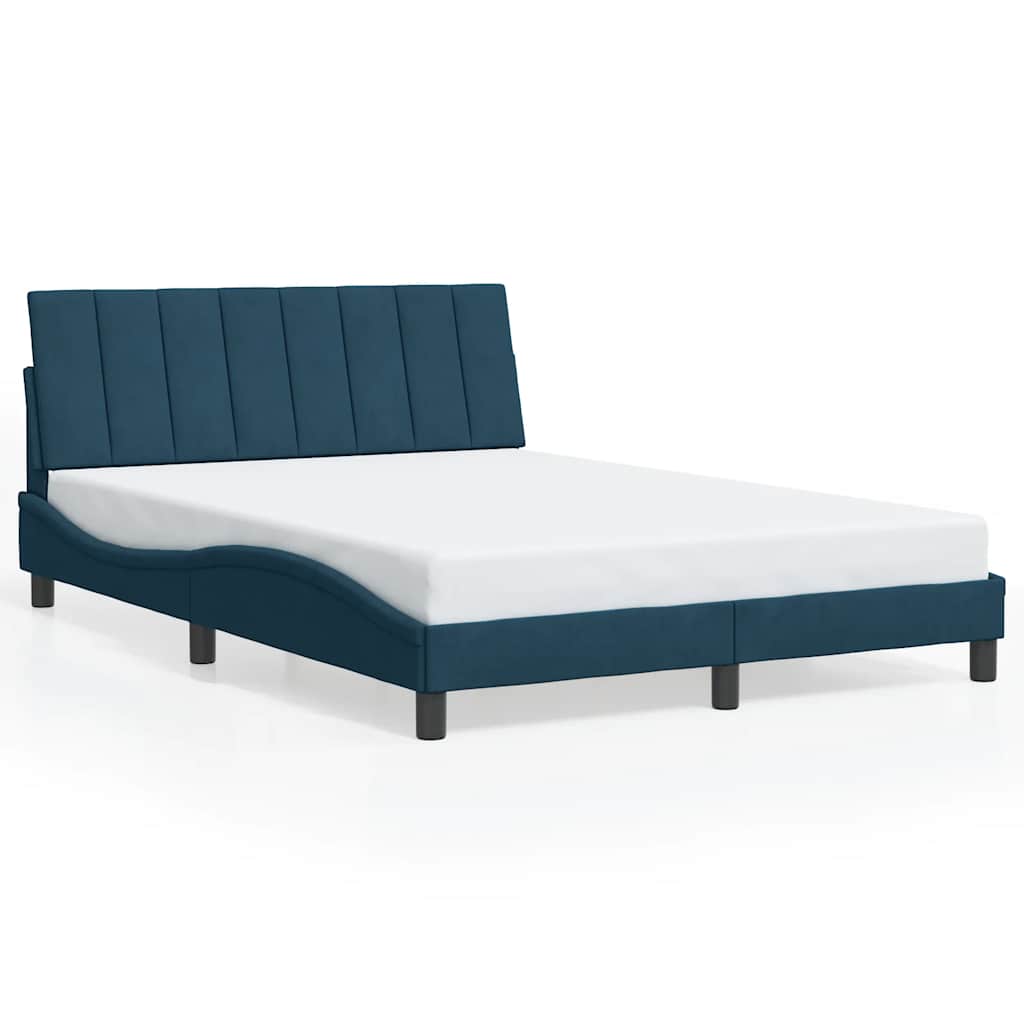 Bettgestell mit LED ohne Matratze "Hanko" Blau 140x200 cm Samt