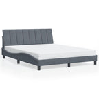 Bettgestell mit LED ohne Matratze "Hanko" Dunkelgrau 160x200 cm Samt