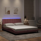 Bettgestell mit LED ohne Matratze "Hanko" Rosa 160x200 cm Samt