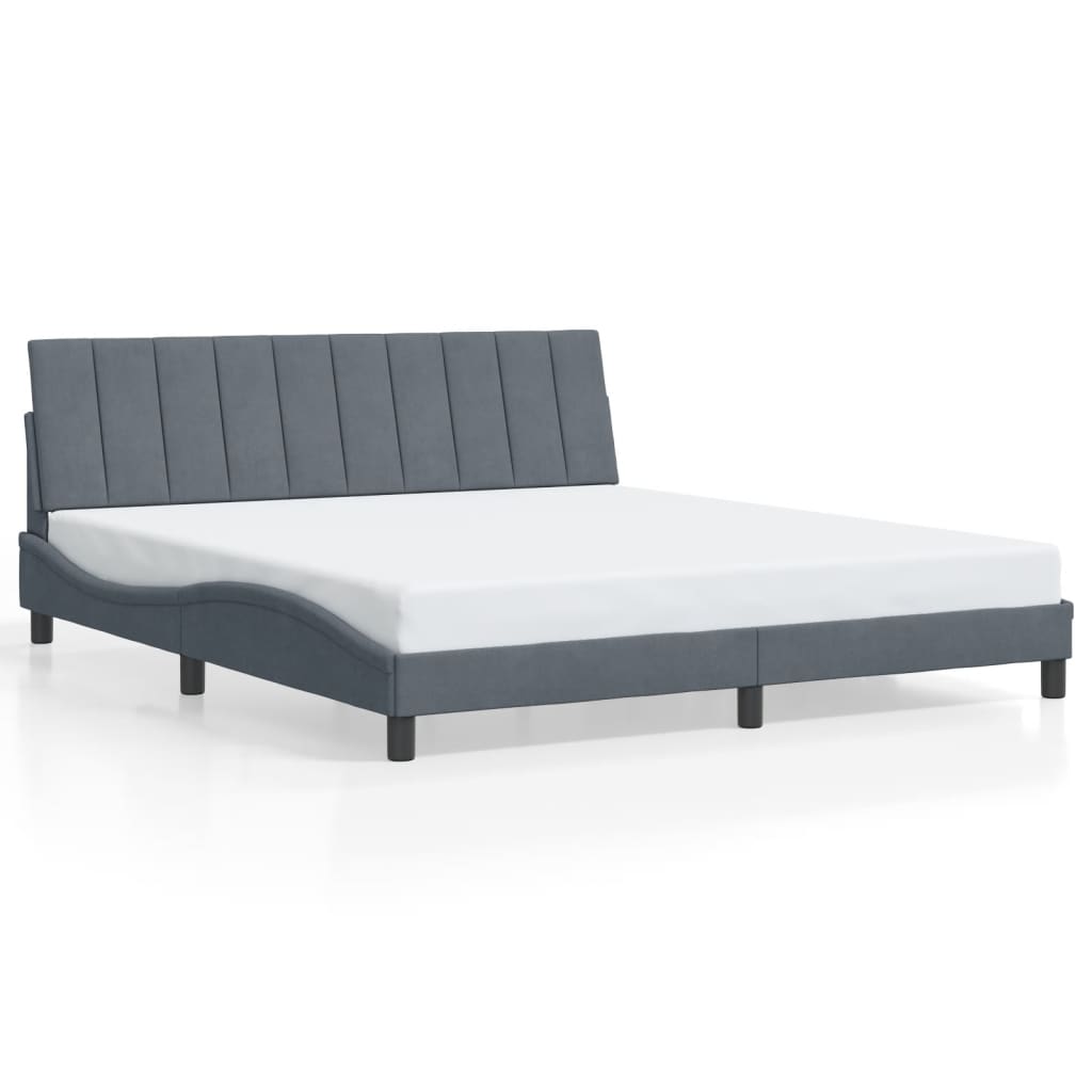 Bettgestell mit LED ohne Matratze "Hanko" Dunkelgrau 180x200 cm Samt