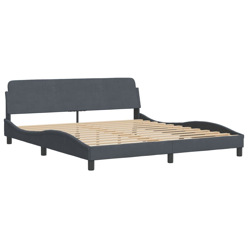 Bettgestell mit LED ohne Matratze "Hanko" Dunkelgrau 180x200 cm Samt