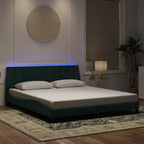 Bettgestell mit LED ohne Matratze "Hanko" Dunkelgrün 180x200 cm Samt