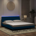 Bettgestell mit LED ohne Matratze "Hanko" Blau 180x200 cm Samt