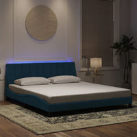 Bettgestell mit LED-Leuchten Blau 180x200 cm Samt