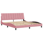 Bettgestell mit LED ohne Matratze "Hanko" Rosa 180x200 cm Samt