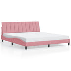 Bettgestell mit LED ohne Matratze "Hanko" Rosa 180x200 cm Samt