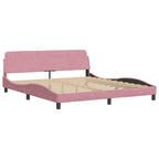 Bettgestell mit LED ohne Matratze "Hanko" Rosa 180x200 cm Samt