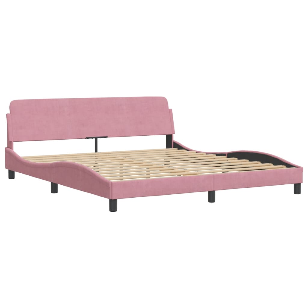 Bettgestell mit LED ohne Matratze "Hanko" Rosa 180x200 cm Samt