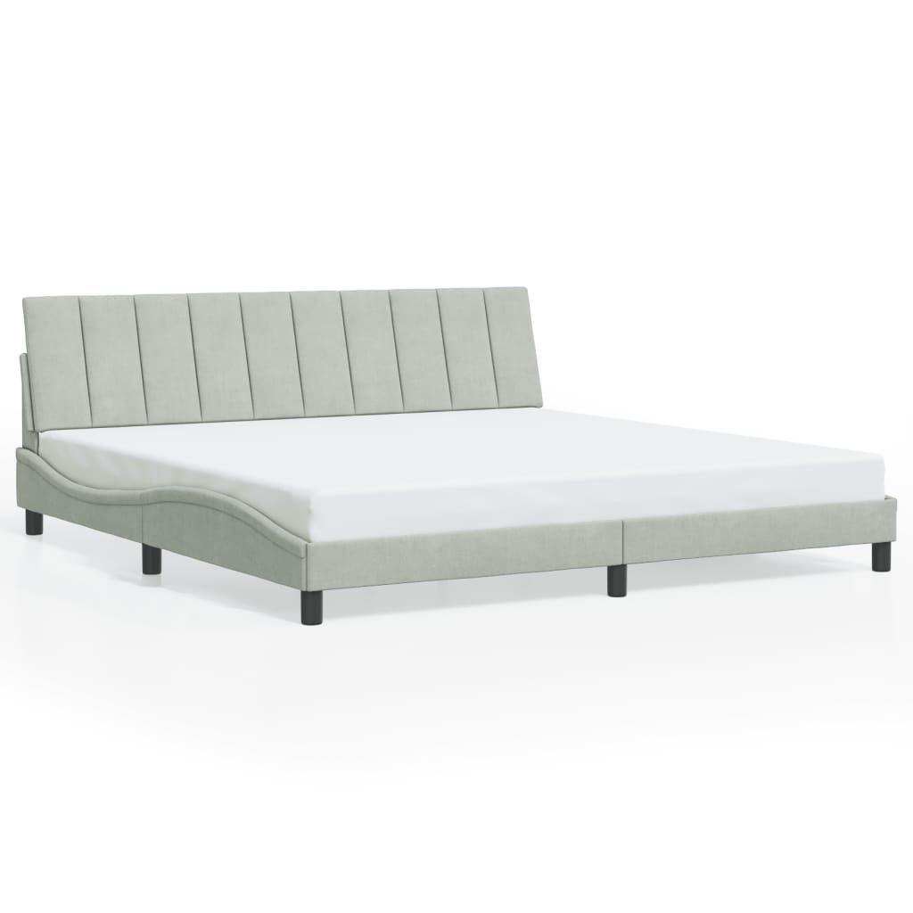 Bettgestell mit LED ohne Matratze "Hanko" Hellgrau 200x200 cm Samt
