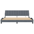 Bettgestell mit LED ohne Matratze "Hanko" Dunkelgrau 200x200 cm Samt