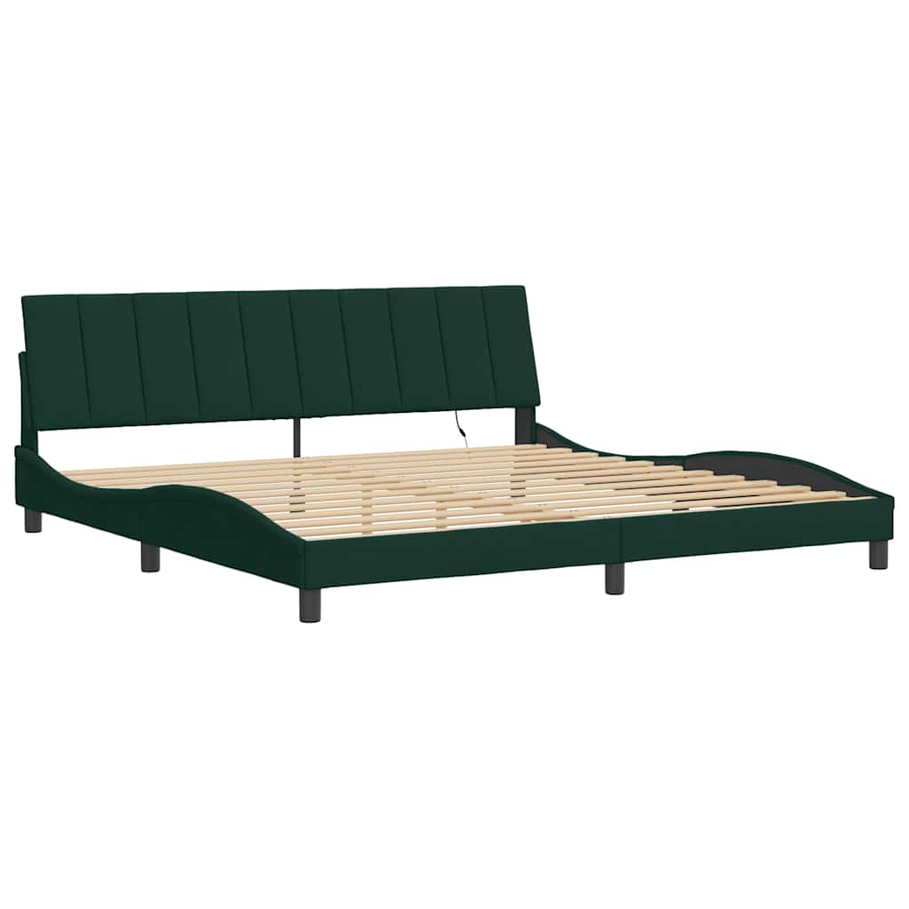 Bettgestell mit LED ohne Matratze "Hanko" Dunkelgrün 200x200 cm Samt