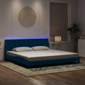 Bettgestell mit LED ohne Matratze "Hanko" Blau 200x200 cm Samt