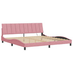 Bettgestell mit LED ohne Matratze "Hanko" Rosa 200x200 cm Samt