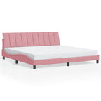 Bettgestell mit LED ohne Matratze "Hanko" Rosa 200x200 cm Samt