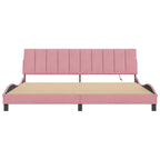 Bettgestell mit LED ohne Matratze "Hanko" Rosa 200x200 cm Samt