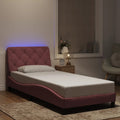 Bettgestell mit LED ohne Matratze Rosa 80x200 cm Samt