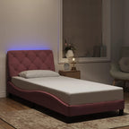 Bettgestell mit LED ohne Matratze Rosa 80x200 cm Samt