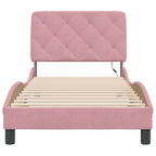Bettgestell mit LED ohne Matratze Rosa 90x190 cm Samt