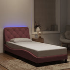 Bettgestell mit LED ohne Matratze Rosa 90x190 cm Samt