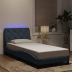 Bettgestell mit LED ohne Matratze Dunkelgrau 90x200 cm Samt