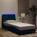 Bettgestell mit LED ohne Matratze Blau 90x200 cm Samt