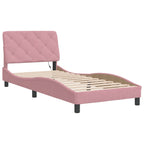 Bettgestell mit LED ohne Matratze Rosa 90x200 cm Samt