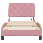 Bettgestell mit LED ohne Matratze Rosa 90x200 cm Samt