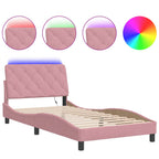 Bettgestell mit LED ohne Matratze Rosa 100x200 cm Samt
