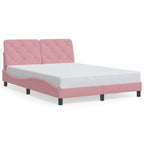Bettgestell mit LED ohne Matratze Rosa 120x200 cm Samt