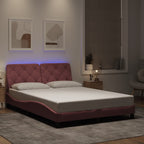 Bettgestell mit LED ohne Matratze Rosa 120x200 cm Samt