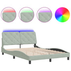 Bettgestell mit LED ohne Matratze Hellgrau 140x190 cm Samt