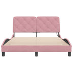 Bettgestell mit LED ohne Matratze Rosa 140x190 cm Samt
