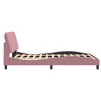 Bettgestell mit LED ohne Matratze Rosa 140x190 cm Samt