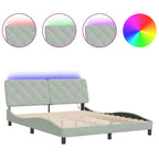 Bettgestell mit LED ohne Matratze Hellgrau 160x200 cm Samt