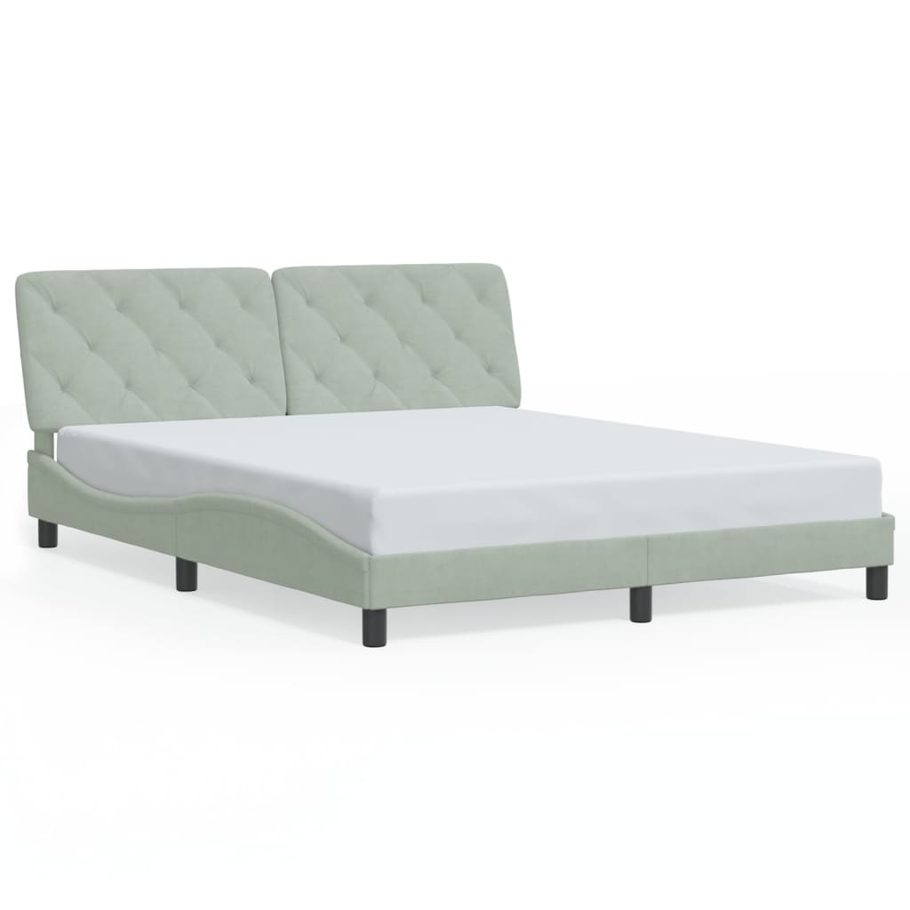 Bettgestell mit LED ohne Matratze Hellgrau 160x200 cm Samt